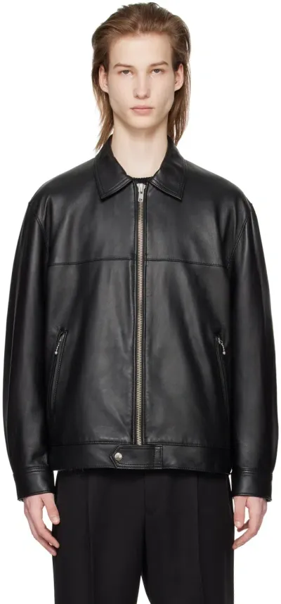 Wacko Maria Black Zip Leather Jacket