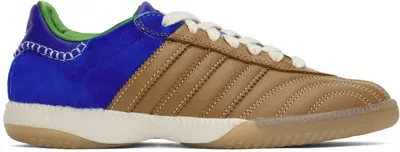 Wales Bonner Brown & Blue Adidas Originals Edition Pony Samba Millennium Sneakers In Desert/blue/green