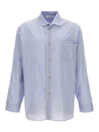 Wales Bonner Market Shirt Piping Pocket Long Collar In Blue