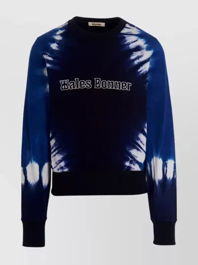 Wales Bonner Tie-dye Logo-embroidered Sweatshirt In Azul