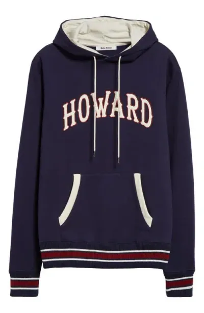 Wales Bonner Howard University Cotton Fleece Hoodie In Blue