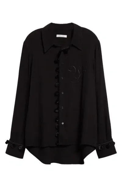 Wales Bonner Menelik Pom-poms Shirt In Black