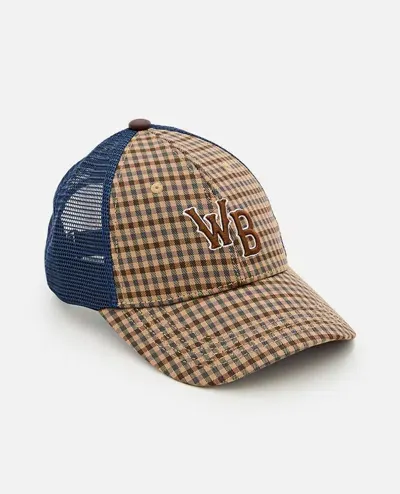 Wales Bonner Original Monogram Check Trucker Hat In Beige