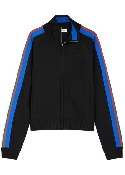 Wales Bonner Tide Striped Knitted Track Jacket In Nero