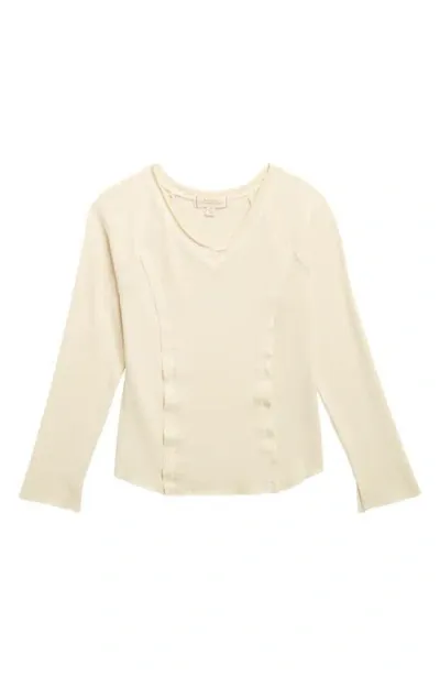 Walking On Sunshine Kids' Mineral Wash Long Sleeve Top In Seed Pearl