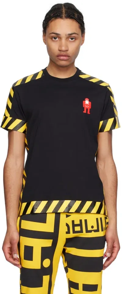 Walter Van Beirendonck Black Danger T-shirt In Schwarz