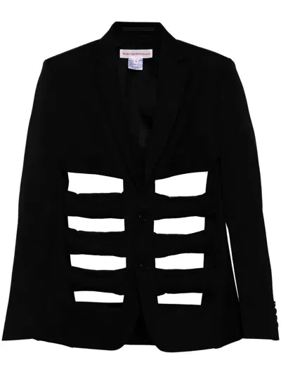 Walter Van Beirendonck Cut-out Wool Blazer In 黑色