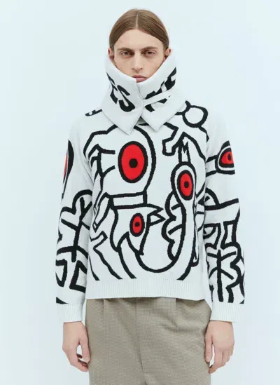 Walter Van Beirendonck Detachable Collar Sin Knit Sweater In White