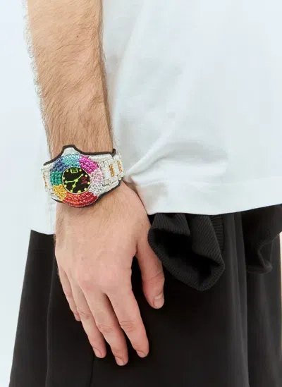 Walter Van Beirendonck Diamond Beaded Bracelet In White