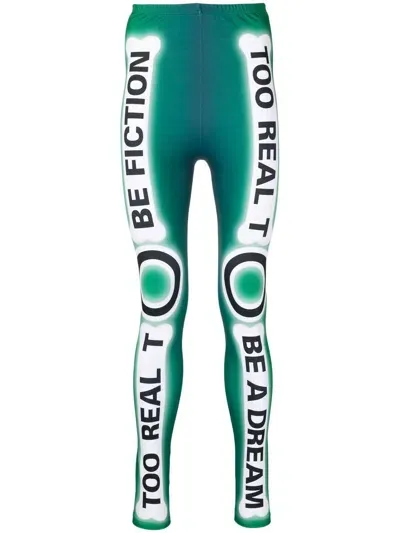 Walter Van Beirendonck Skeleton Graphic-print Bike Leggings In Green