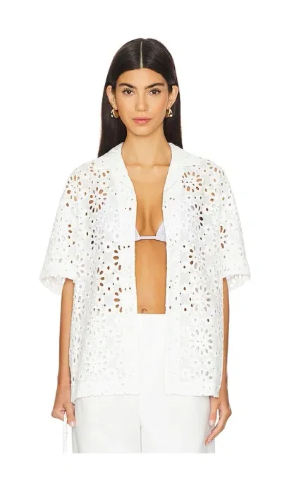 Wao Embroidered Floral Shirt In White