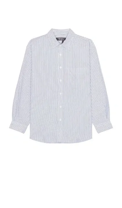 Wao Relaxed Oxford Shirt In Navy Stripe