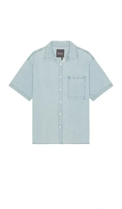 Wao Short Sleeve Denim Shirt In Light Blue