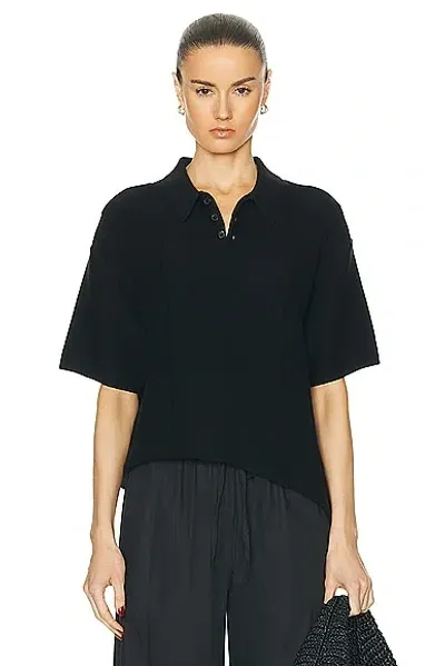 Wao Short Sleeve Knit Polo In Black