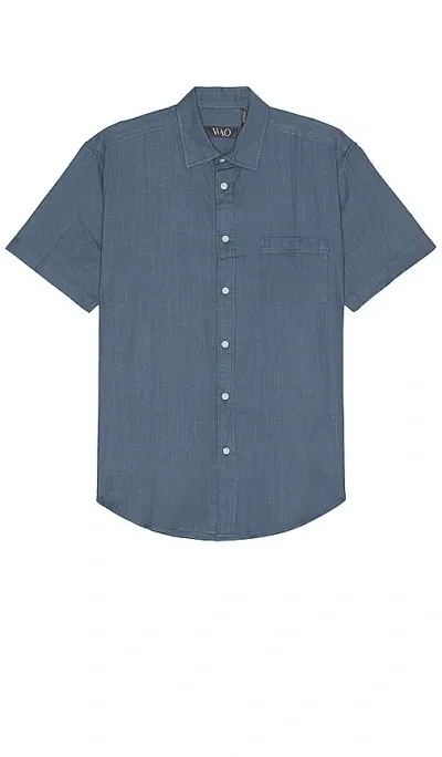 Wao Short Sleeve Slub Shirt In Indigo