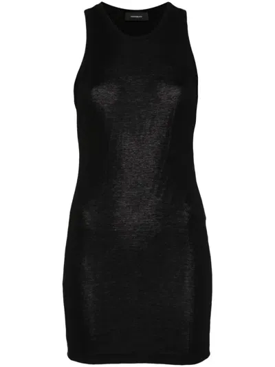 Wardrobe.nyc Black Racerback Cotton Mini Dress In Black - Black