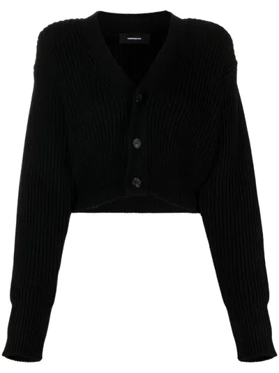 Wardrobe.nyc Cropped Knitted Cardigan In Black