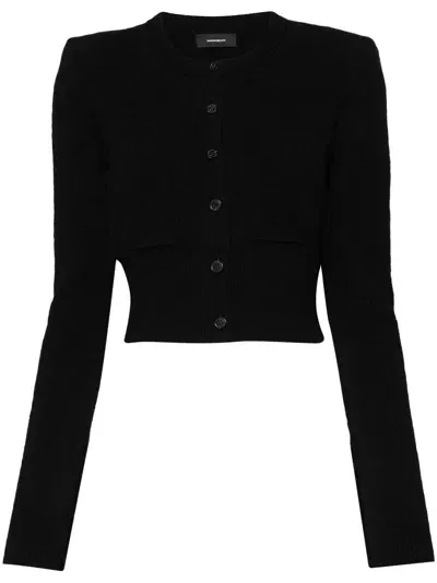 Wardrobe.nyc Towelling-finish Cropped Cardigan In Black