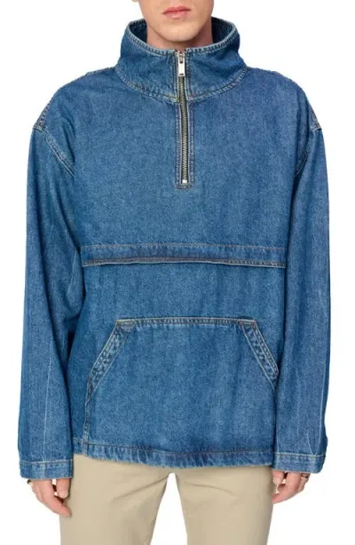 Warp & Weft Warp+weft Denim Anorak In Lakeside