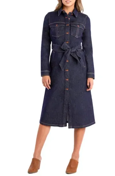 Wash Lab Denim Allura Long Sleeve Denim Midi Shirtdress<br /> In Allura Blue