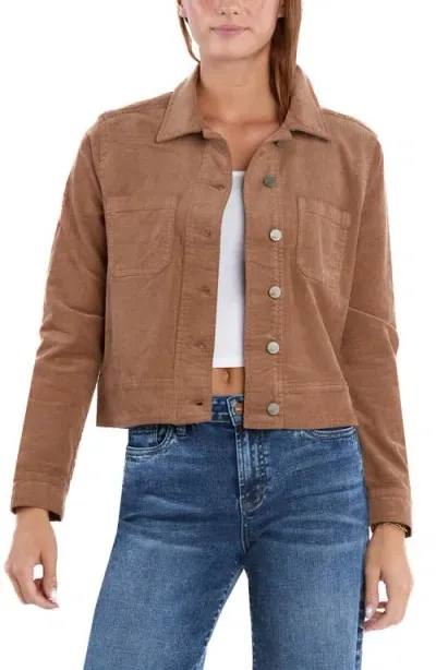 Wash Lab Denim Crop Cord Jacket In Caramel