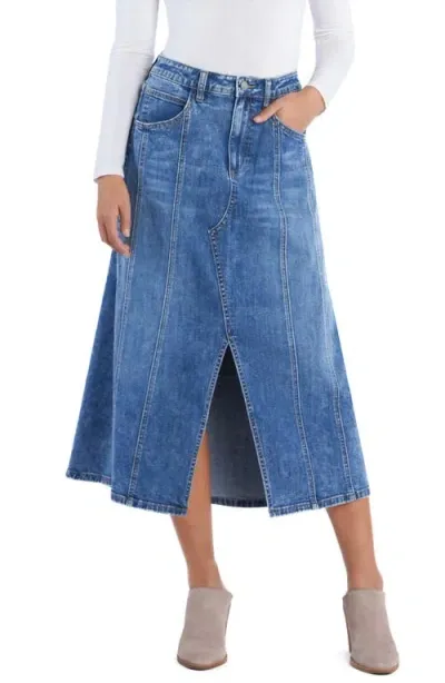 Wash Lab Denim Justine Denim Midi Skirt In Blue Lake