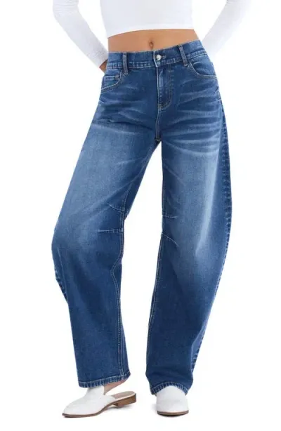 Wash Lab Denim Luring High Waist Barrel Jeans In Luring Blue