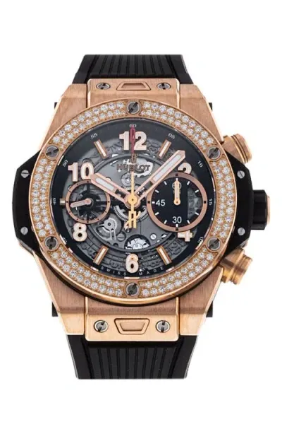 Watchfinder & Co. Hublot  Big Bang Diamond Chronograph Rubber Strap Watch, 42mm In Black