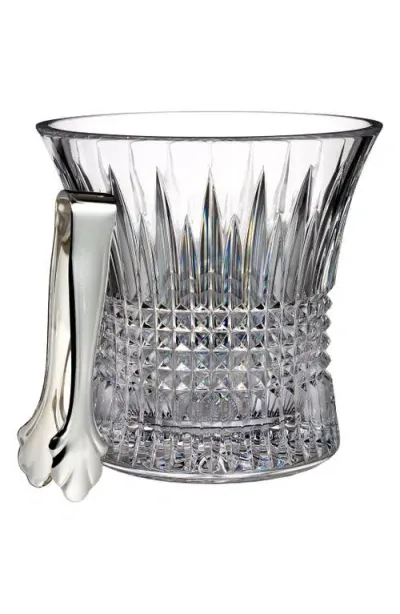 Waterford 'lismore Diamond' Lead Crystal Ice Bucket & Tongs In Clear