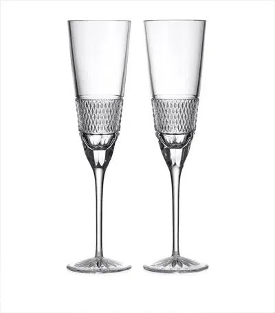 Waterford Set Of 2 Crystal Copper Coast Flute Glasses In Clear