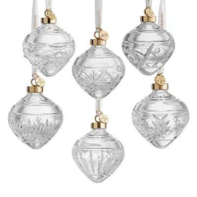 Waterford Winter Wonders Baubles Holly, Set Of 6 In Clear