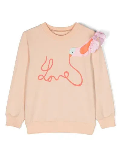 Wauw Capow By Bangbang Kids' Lucia Love Embroidered-motif Sweatshirt In Neutrals