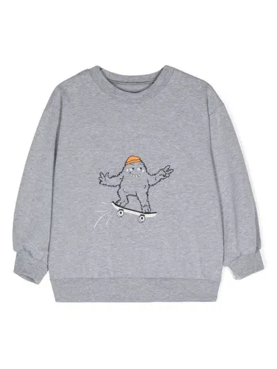 Wauw Capow By Bangbang Kids' Skater Mélange Sweatshirt In Grey