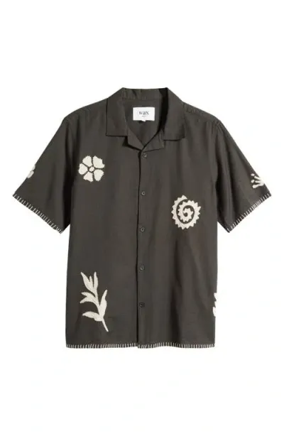 Wax London Men's Didcot Short Sleeve Shirt In Black/beige