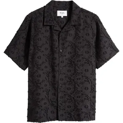 Wax London Didicot Floral Sheer Camp Shirt In Black