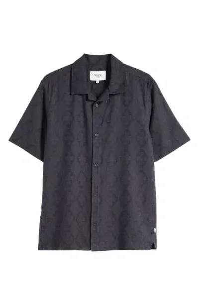 Wax London Newton Floral Stamp Shirt In Midnight