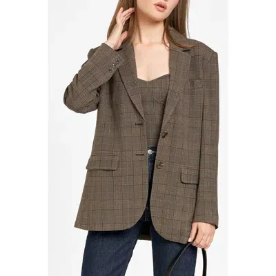 Wayf Amalia Plaid Blazer In Brown Plaid