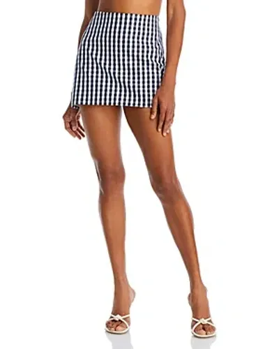 Wayf Carlotta Mini Skirt - Exclusive In Navy Gingham