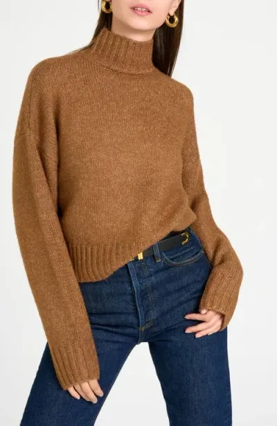 Wayf Charlie Mock Neck Sweater In Brown Sugar