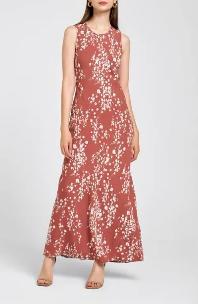 Wayf Clemence Sleeveless Maxi Dress In Amber Shadow Floral