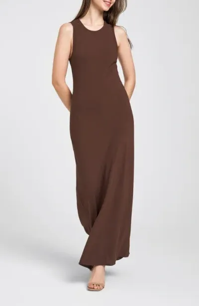 Wayf Clemence Sleeveless Maxi Dress In Espresso