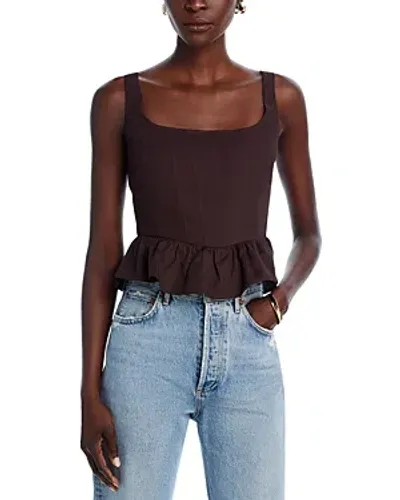 Wayf Desi Corset Ruffle Hem Top In Espresso