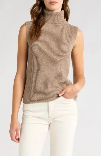 Wayf Faye Sleeveless Turtleneck Sweater In Latte