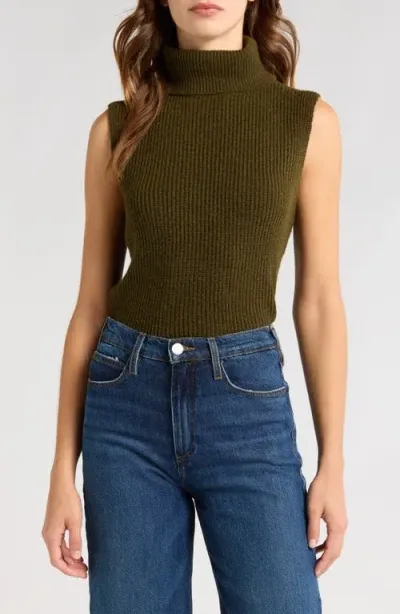 Wayf Faye Sleeveless Turtleneck Sweater In Green