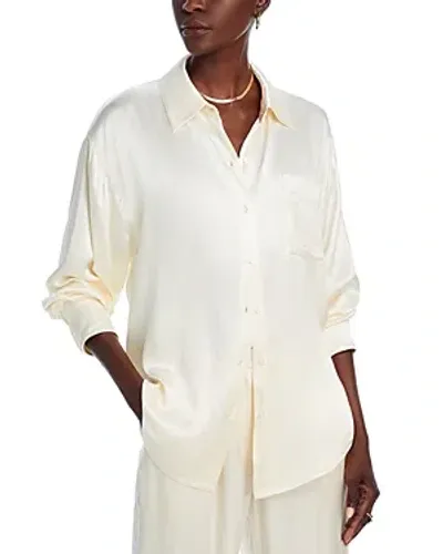 Wayf Fynn Satin Button Front Top In Cream