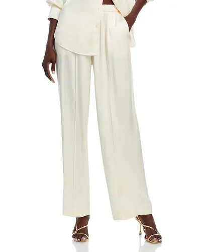 Wayf Fynn Satin Wide Leg Pants In Cream