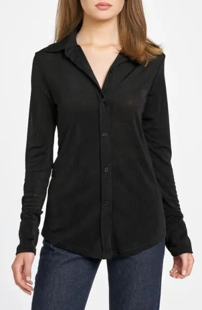 Wayf Knit Button-up Shirt In Black