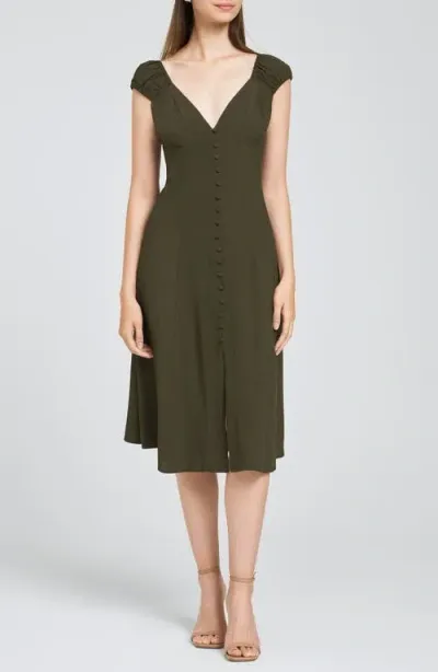 Wayf Laure Fit & Flare Dress In Olive