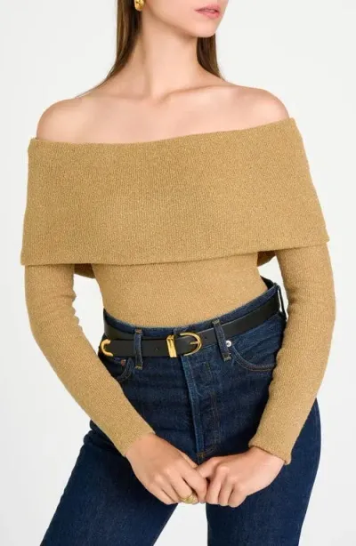 Wayf Morgan Off The Shoulder Sweater In Taupe