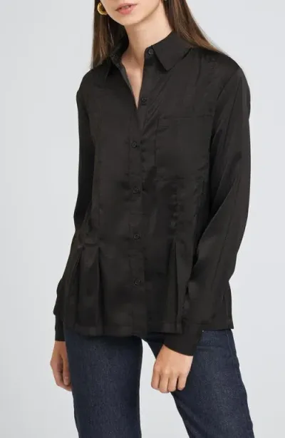 Wayf Porter Pintuck Button-up Shirt In Black